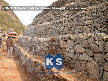 Cajas galvanizadas malla de alambre hexagonal durable de la piedra del alambre del muro de contención de Gabion